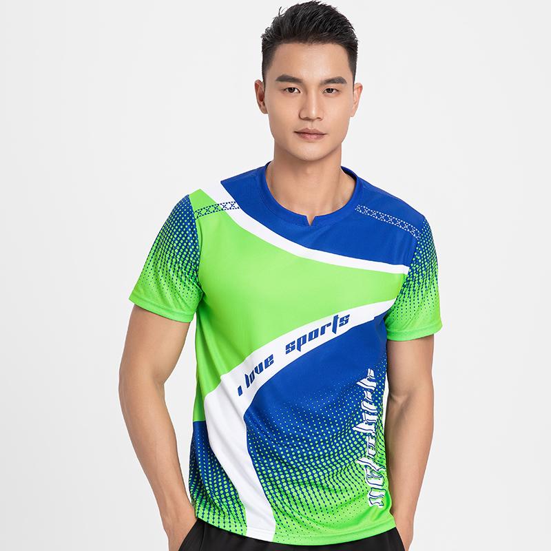Badminton Clothes Outfit Short-Sleeved Men's and Ladies's Running Shirt Red Blue Green Table Tennis Sportswear Quick-Drying B Practical Use
