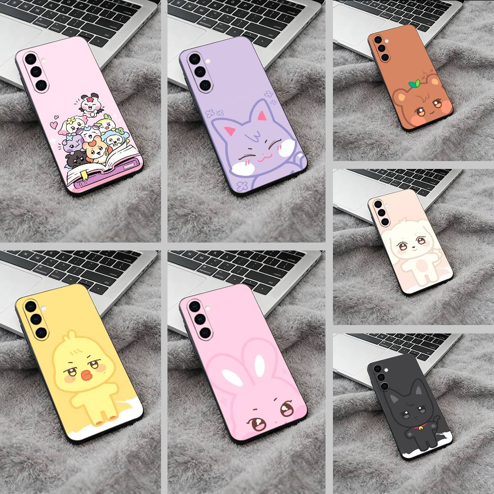 Cute-A-N-I-T-E-E-Z Black Soft Silicone Phone Case for Samsung Galaxy A73, A71, A72, A70, A53, A52, A51