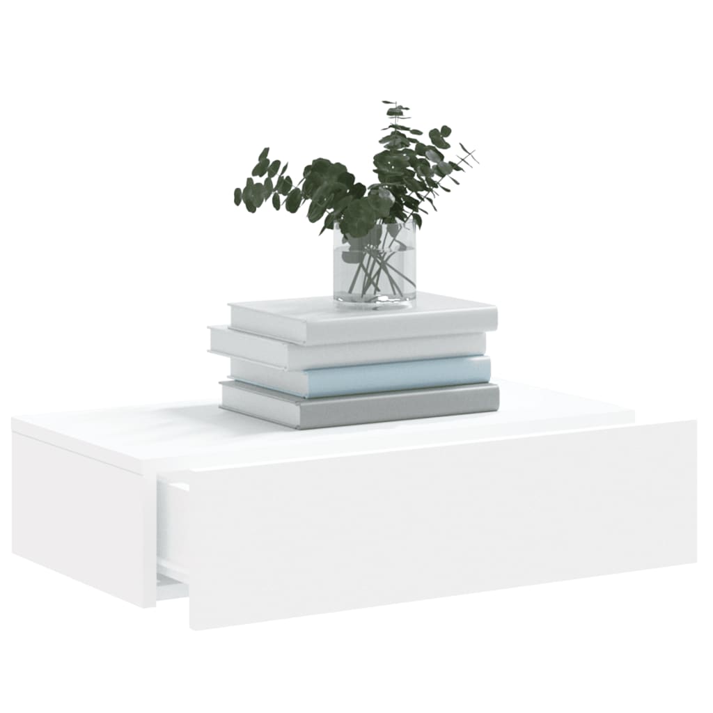 TV Stand with LED Lights White 60 X 35 X 15.5 Cm