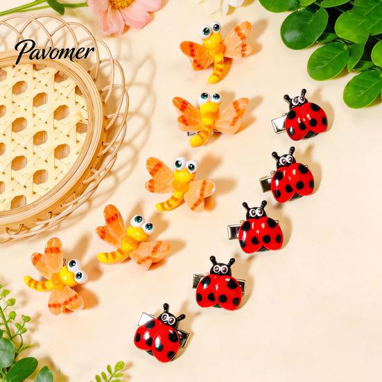 Small Ladybug Bee Hair Accessories 10Pcs Mini Insect Clips for Girls, Cartoon Ladybug/Dragonfly Clips, Toddler Styling Tools Non-Slip Barrettes