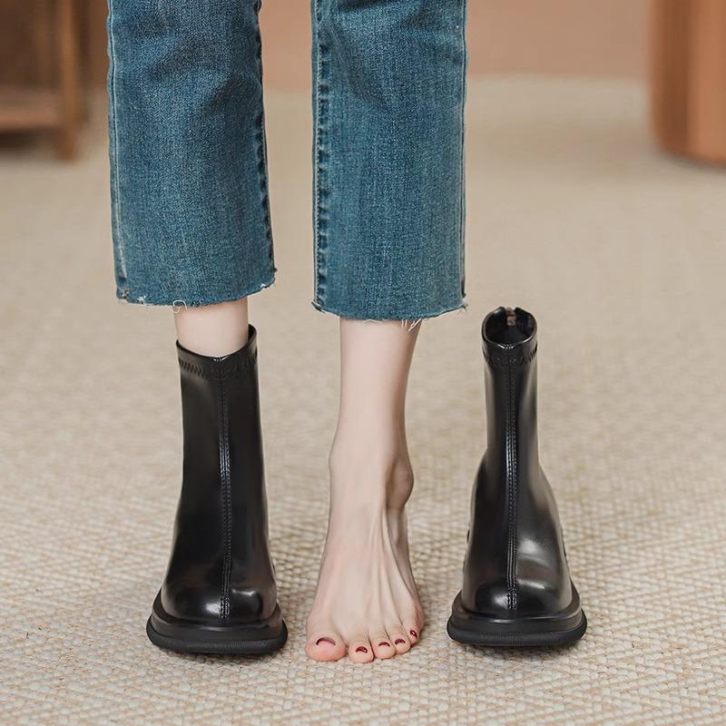 Single boots children's spring and autumn Martin boots women's British style 2025 new trendy cool ins show thin boots elastic short boots