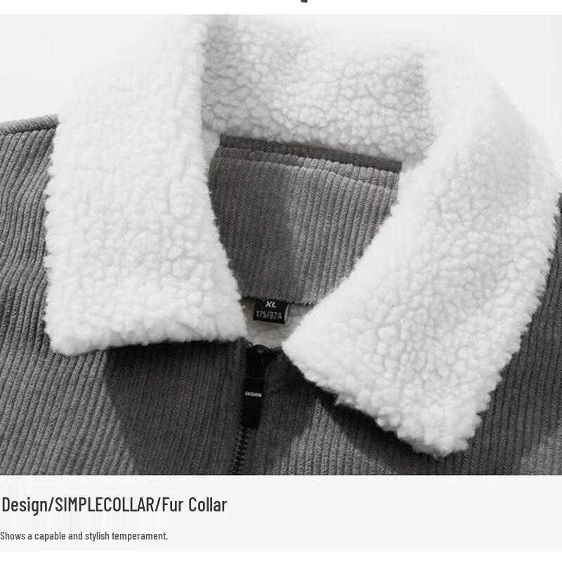 Maoren Men's Warm Fleece-Lined Padded Lapel Jacket