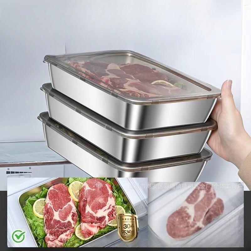 304 Nerezová ocel Prohloubená Bento Balicí Krabička, Vzduchotěsná Konzervační Krabička, Zesílená Pikniková Krabička na Oběd s Víkem, Izolovaná Krabička na Oběd