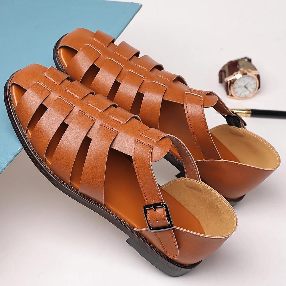 Brand de Lux Sandale pentru Bărbați Stil Roman Sandale Confortabile pentru Afaceri Piele de Înaltă Calitate Pantofi Casual de Designer Mocasini de Mers