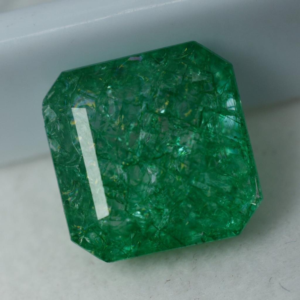 Natural Green Emerald SQUARE Cut 6.50 Ct Colombian Loose Gemstone CERTIFIED.