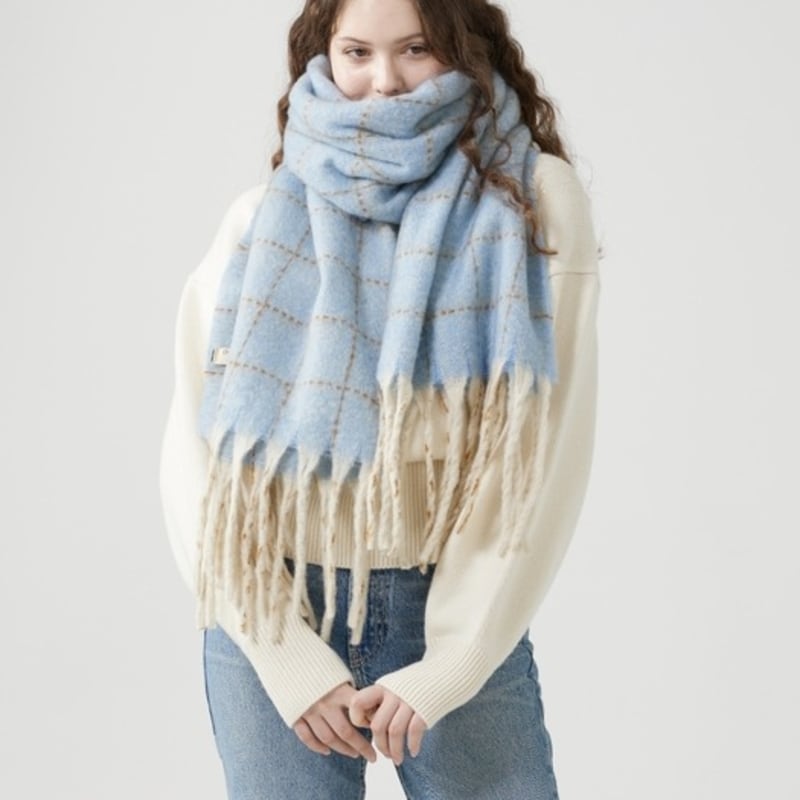 DENTS Karomuster Schal - Hellblau