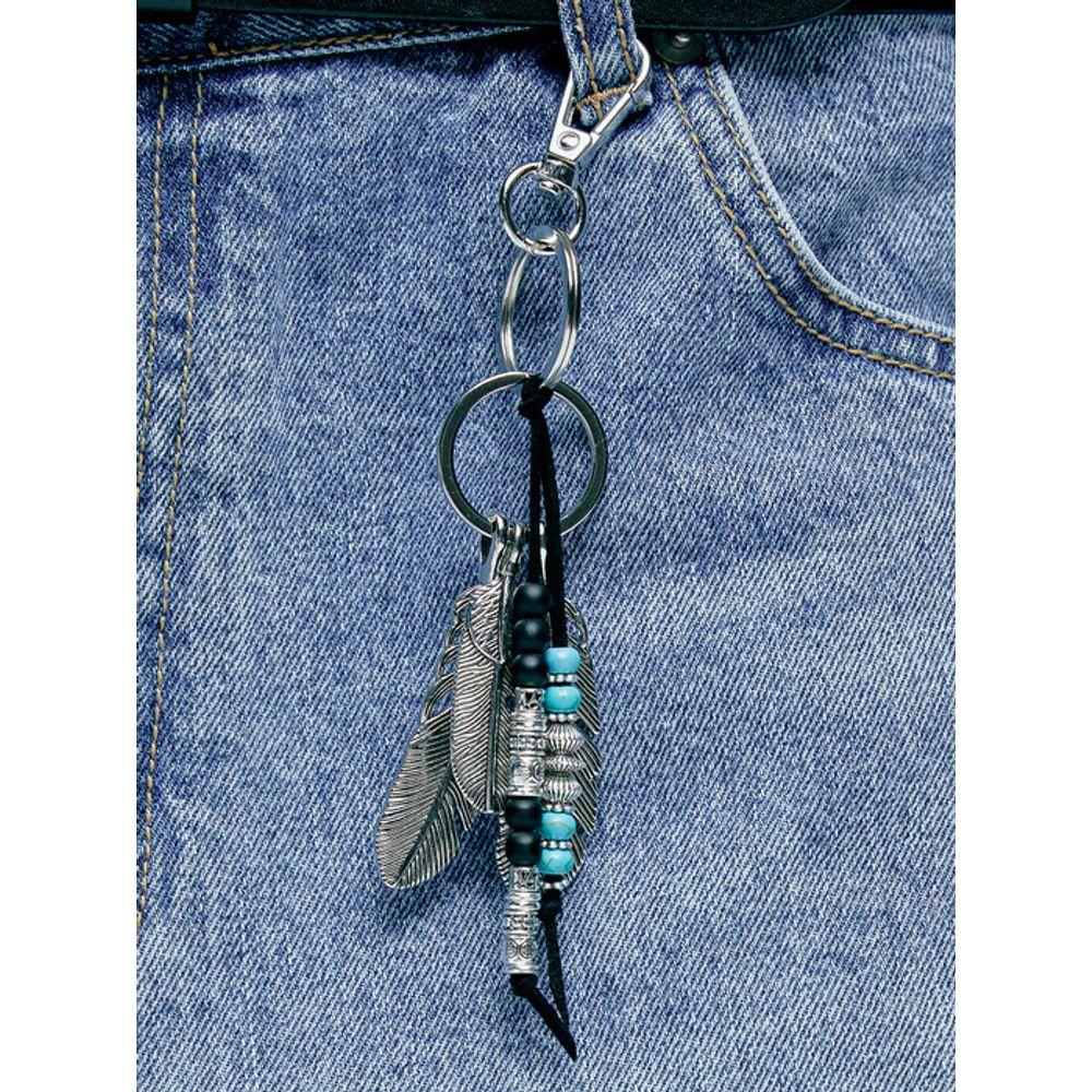 KND Navajo Feder & Perlen Schlüsselanhänger schwarz