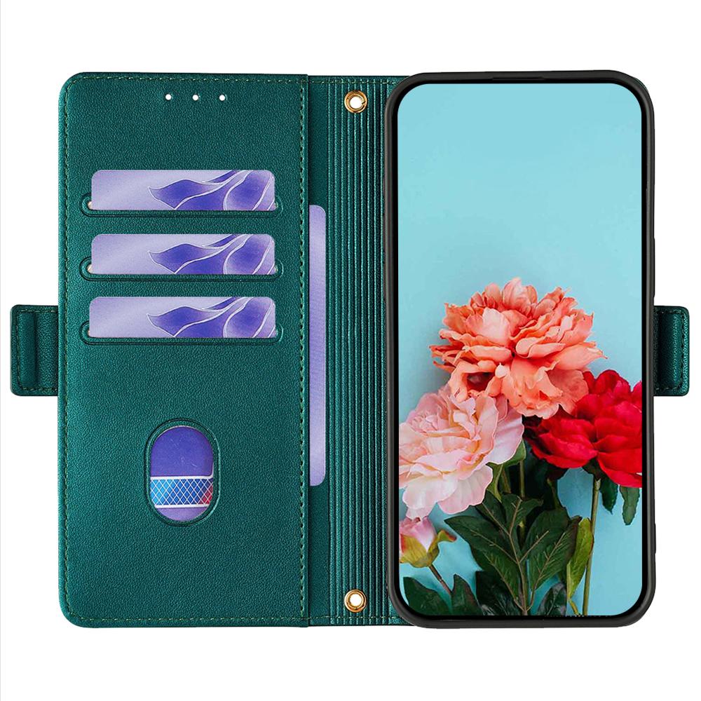

For Motorola Edge 40 Neo 5G Wallet Case RFID Blocking PU Leather Phone Cover with Straps Green