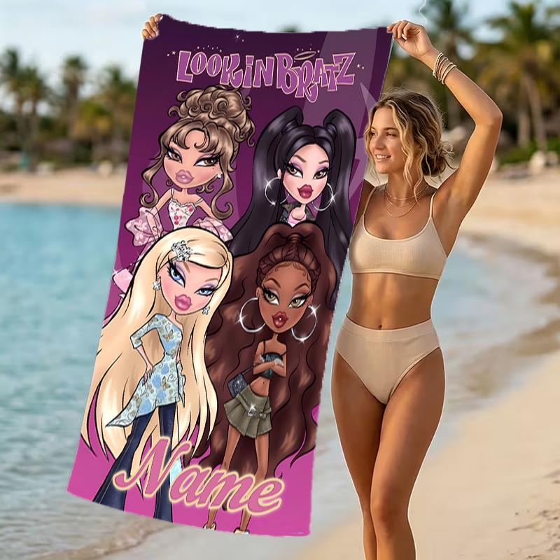 Customizable personalized beach towels Bratz themed designs.Suitable for the beach, yoga, sports;ideal as beach accessories
