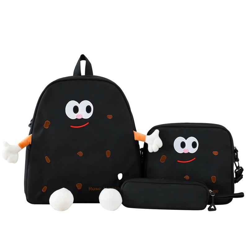 Biscuit Backpack Female Japanese Ins Wind Soft Cute Cartoon Cute Canvas Backpack Girl Student School Bag