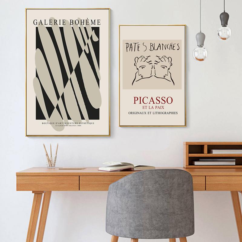 Abstract Lines Matisse Picasso Retro Posters Print Vintage Canvas Painting Wall Art Pictures for Interior Living Room Home Decor