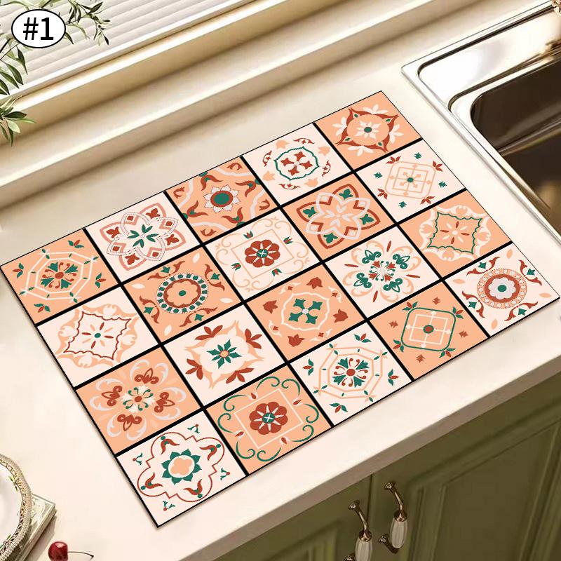 Large Kitchen Absorbent Mat American Style Draining Coffee Dish Drying Pad Printed Tableware Mats Quick Dry Tableware Placemat