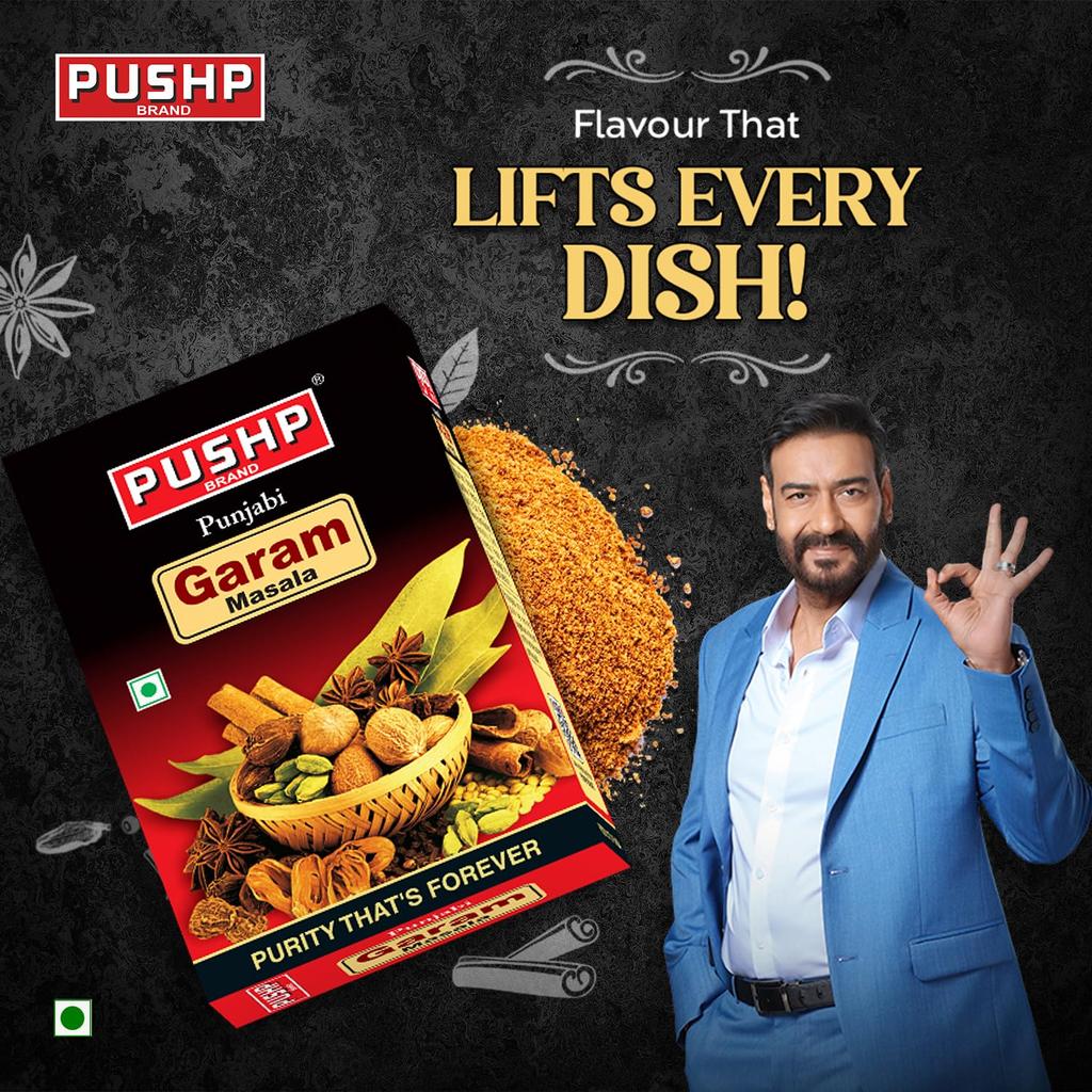 Pushp Punjabi Garam Masala Blend Authentic Indian Spice Mix For Vegetables Pulses Chole And Traditional Flavorful Cooking 100g X Pack of 10