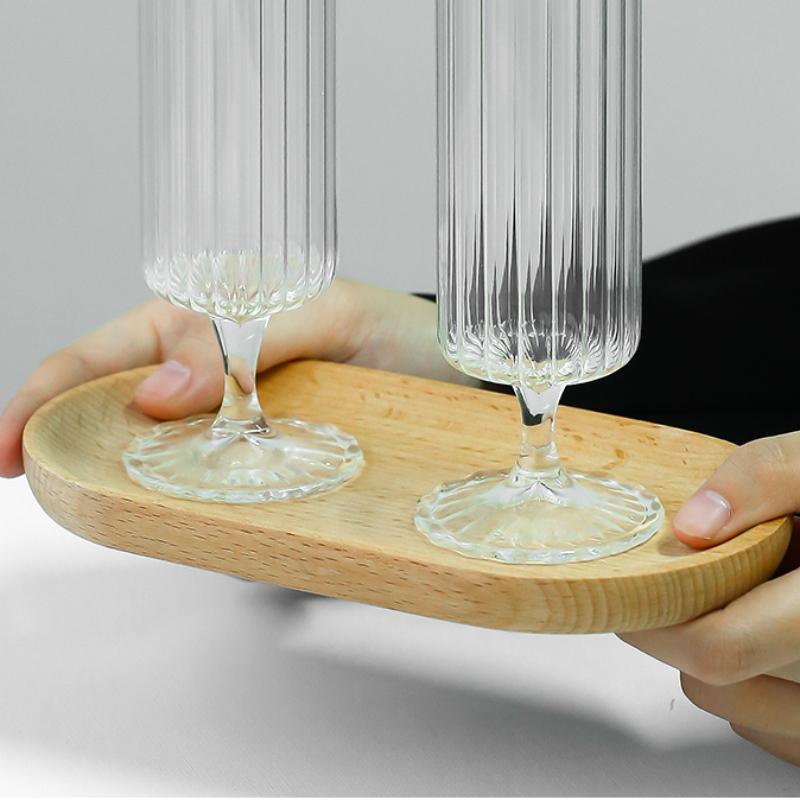 Heat Resistant Crystal Ribbed Glass Cup Goblet Wine Glasses Coffee Mug Champagne Drinkware for Wedding Decoration Candle Holders