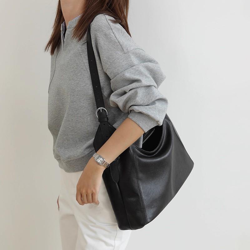 Large-capacity Tote Bag Soft Leather Top-layer Cowhide Women's Commuter Underarm Premium Loose One-shoulder Cross-body