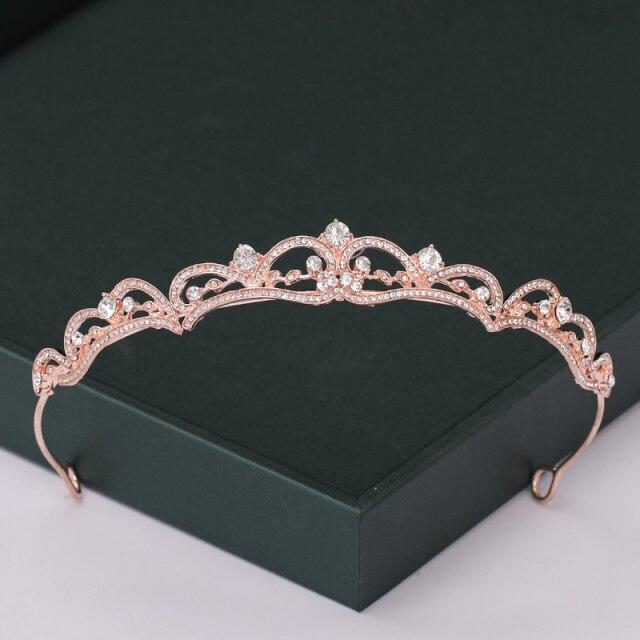 Rose Trendy Color Gold Tiaras And Crowns Pearl Crystal Princess Diadems Sale Queen Wedding Bridal Hair Accessories Headpiece