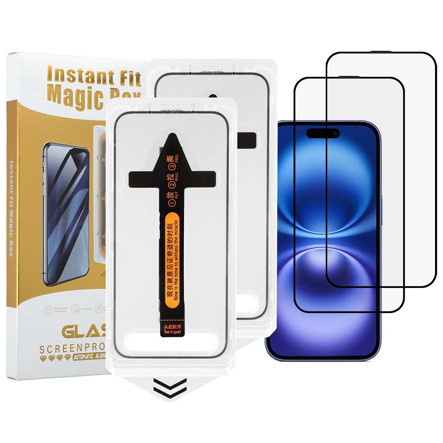 

2Pcs For iPhone 16 Screen Protector HD Clear High Aluminium Silicon Glass Film with Dust Removal Tool Type A