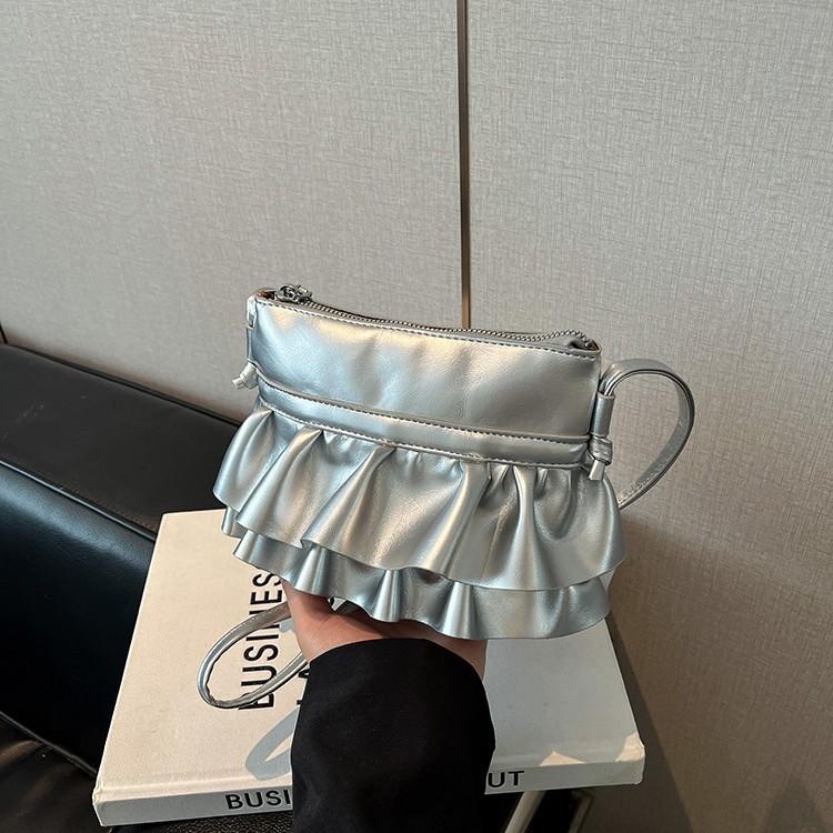 Trendy design pleated shoulder messenger bag fashionable new bucket bag high-end exquisite leather carry