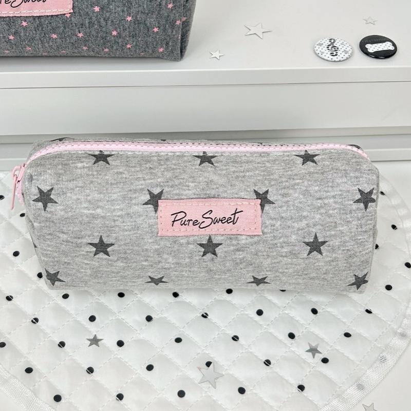 Pencil Case Star Print Large Capacity Lightweight Nylon Pocket Stationery Pouch for Students Back to School Gifts