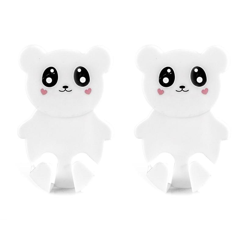 2PCS Power Cord Plug Bracket Wall Mounted Cartoon Animals Adhesive Strength Hook For Kitchen Plug Robe Towel Loofah Bathrobe