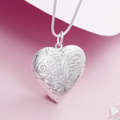 Collane con cornice per foto in argento stampato 925 stampato per regali di compleanno di gioielli di fidanzamento di nozze di moda per le donne