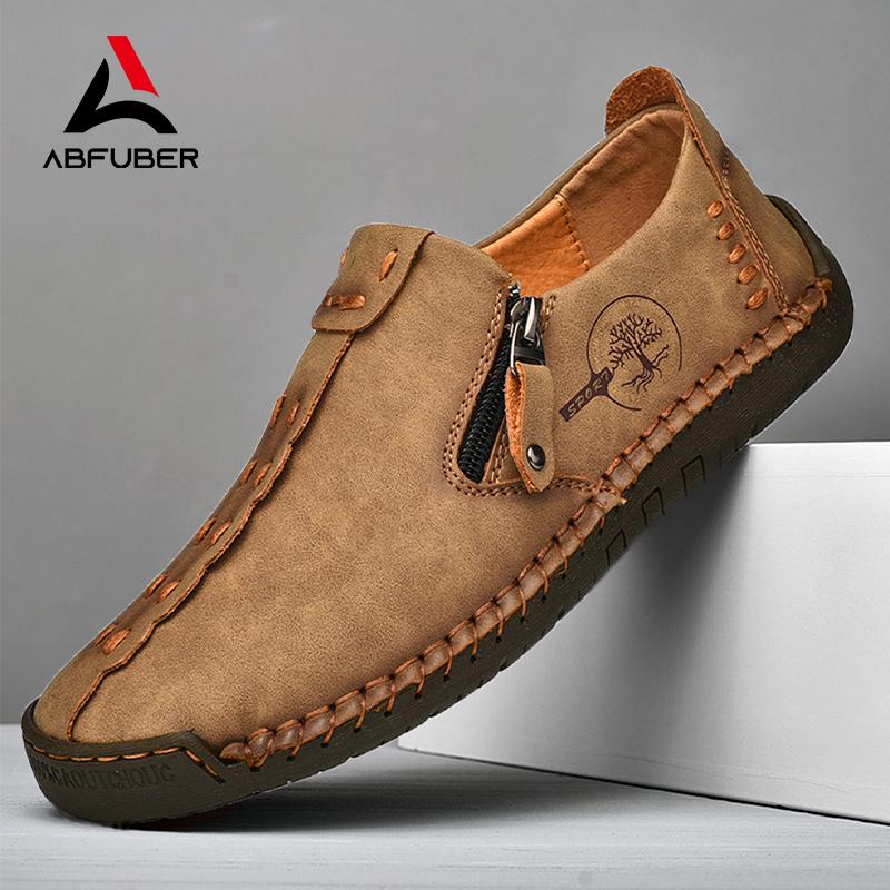 Vente Chaude Chaussures pour Hommes en Cuir Fait Main Décontractées Mocassins à Enfiler Chaussures en Cuir Respirantes pour Hommes Chaussures Plates Mocassins Chaussures de Marche Grande Taille