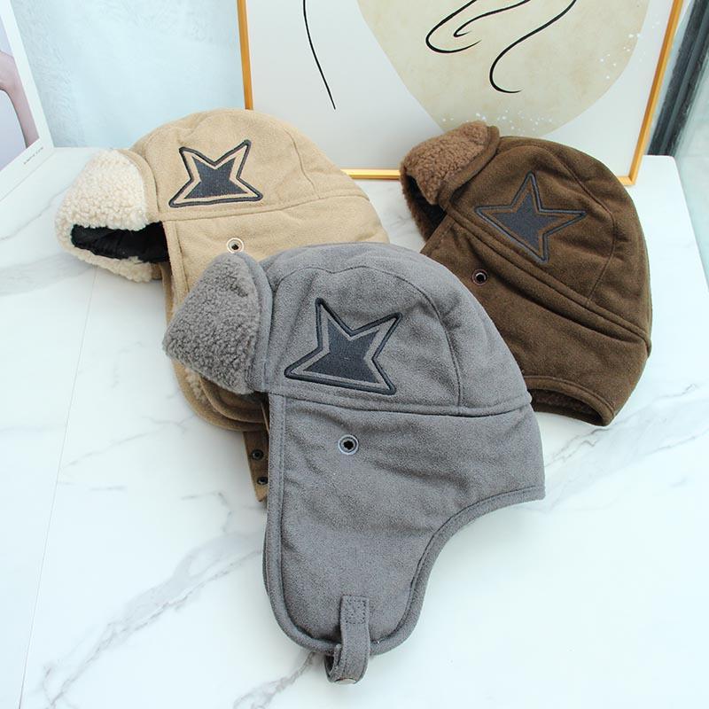 Winter Retro Pilot Hat Men's and Women's Thickened Fleece Ear Protector Hat Northeast Outdoor Lamb Hat Warm Lei Feng Hat