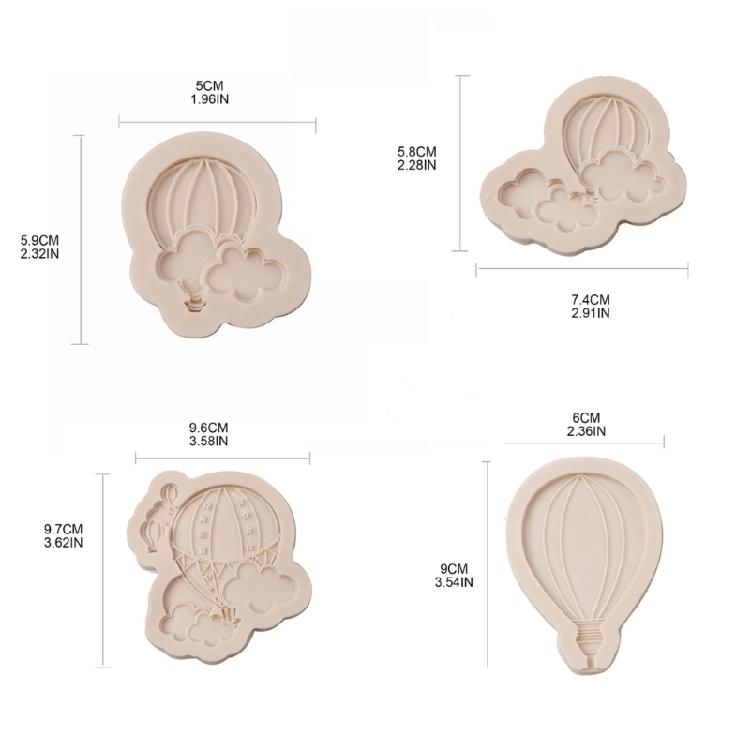 4pcs Cloud Balloon Resin Mold Fondant Silicone Mold DIY Cake Pastry Baking Mold