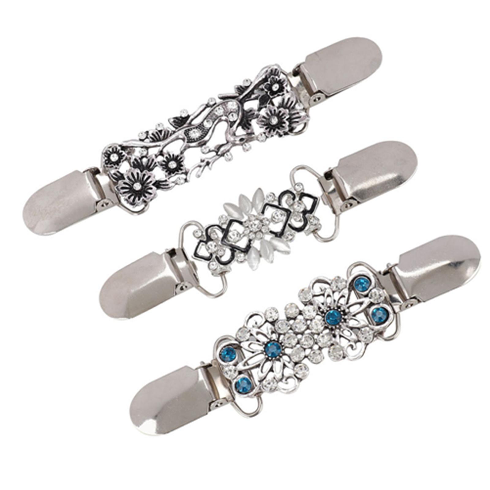 

3 шт. Полый блестящий цветочный кардиган зажим воротник зажим для женщин свитер блузка шаль