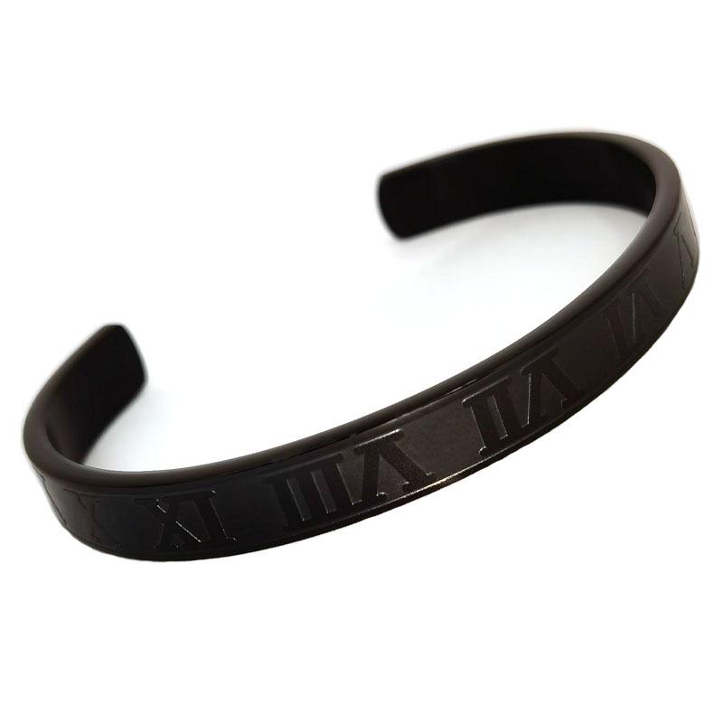 Edelstahl C-Armreif mit römischen Ziffern für Männer und Frauen