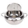 Frying Pot 3.2L Double Ear 201 Stainless Steel Deep Fryer Pot with Oil Drip Drainer Rack Thermometer for Tempura