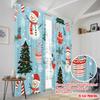 2pcs,2D plane printing Minimalist Curtains Cute Snowman Christmas Polyester Fabric (without rod) Festive Use for Living Room,