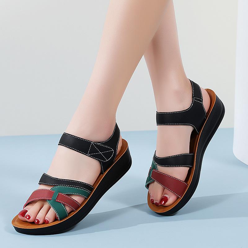 

Жіночі літні ошатні низькі підбори, ковзанки, комфортні сліпони, повсякденні плоскі босоніжки, прогулянкові пляжні туфлі на платформі з відкритим носком і підтримкою для відпустки. 35