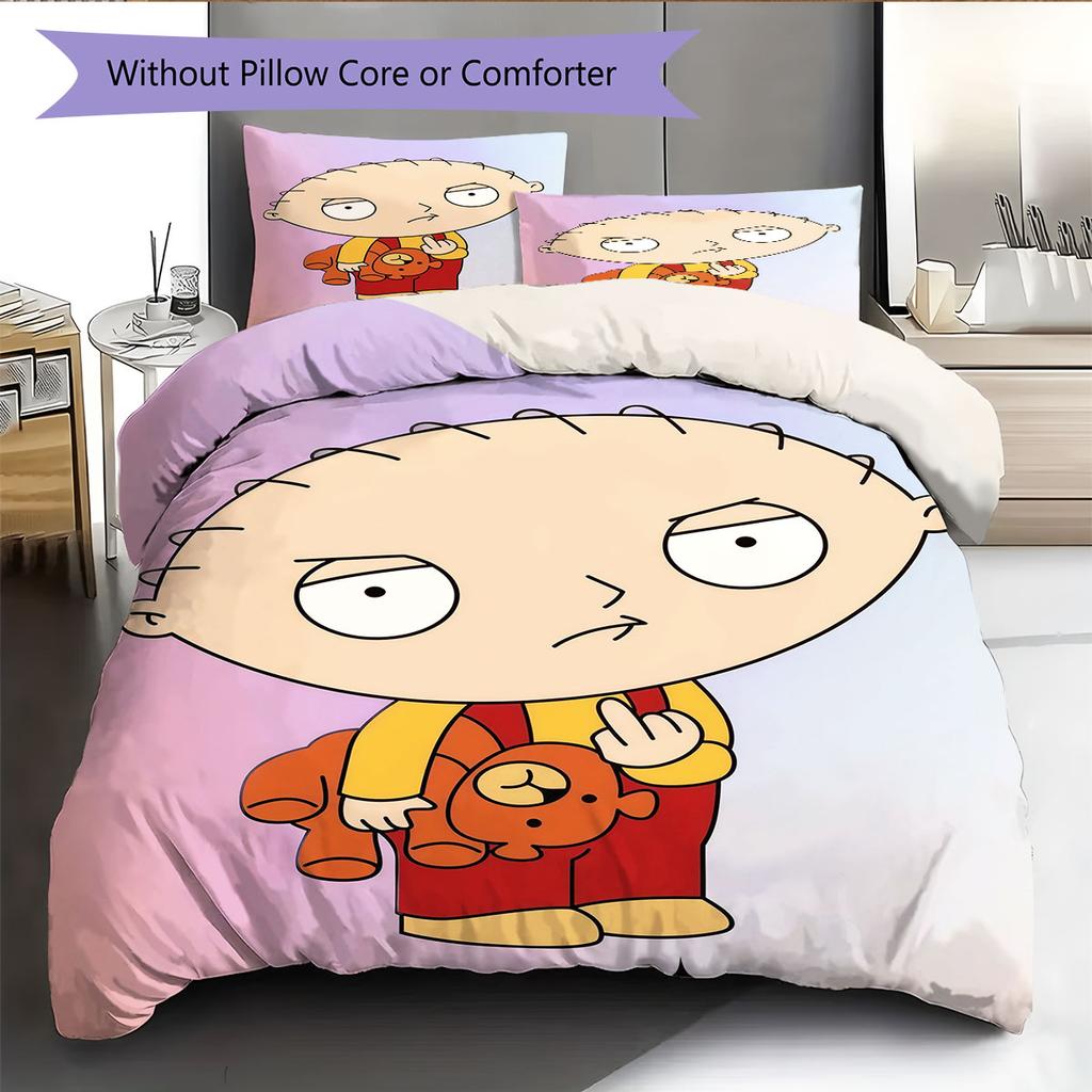 Stewie Griffin Pattern Bedding Home Decoration Birthday Gift ( 1 duvet cover + 2 pillowcase, without core),fan merchandise.