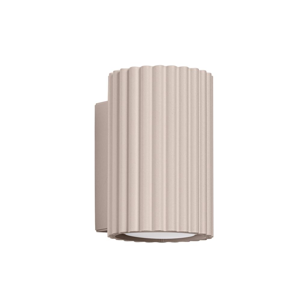 Modern taupe wall sconce, corrugated tube, 10 cm, top and bottom, 1xGU10 10W KARBON, Sollux Lighting