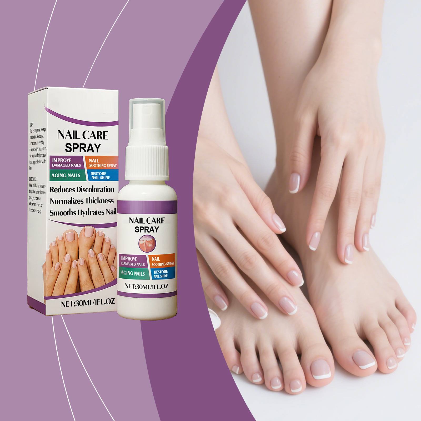 

Спрей для ухода за ногтями Спрей для ногтей Питает ногти и уменьшает изменение цвета и ломкость Уход за ногтями, 30 мл One Size белый