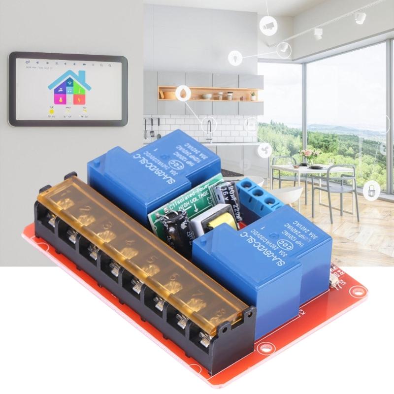 DC5V AC110/220V Double Channel 30A Power Relays Module Supports High/Low Level Triggering for Safe Automation