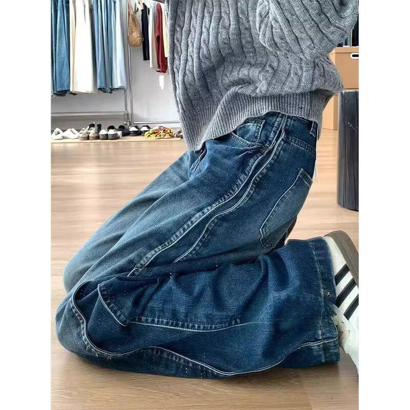 Women's Retro Washed High-Waisted Wide-Leg Jeans