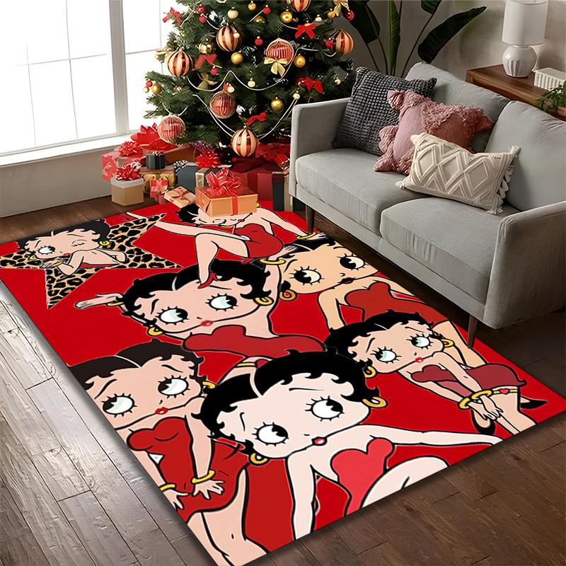 Betty Boop Print Area Rug, Multi-functional Office Chair Sofa Carpet, Easy Clean Carpet for Home and Living Spaces