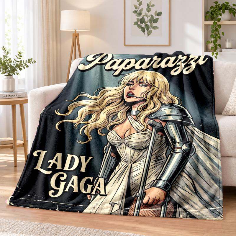 Lady Gaga Flannel Throw Blanket Soft Warm Cozy For Sofa Bed Indoor Home Bedroom Use