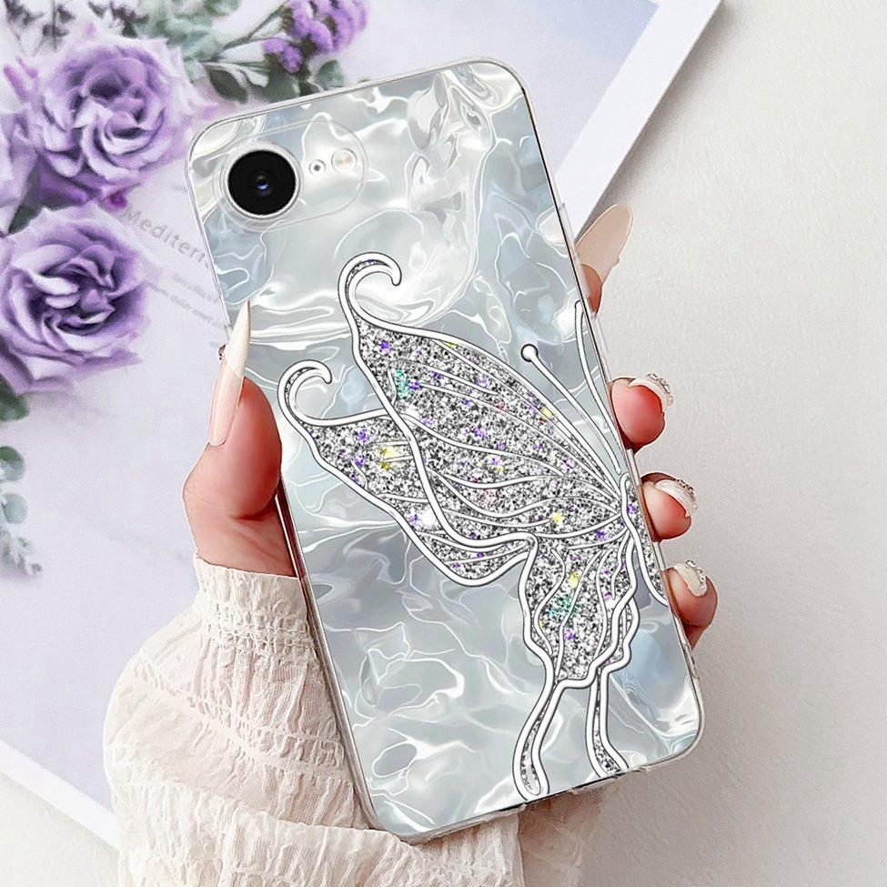 Clear For iPhone 16e A3212 A3409 A3410 A3408 Cover For iPhone 16e Case Fashion Luxury Flowers Cute Funny Painted Soft Bumper