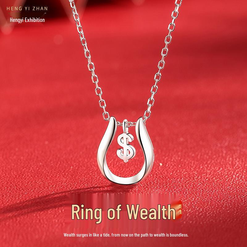 

Sterling Silver Zodiac Horse Necklace – Korean Style Horseshoe Pendant for Women. 925 Silver