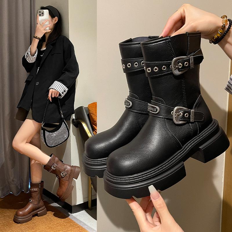 Zhao Zhaoyi Autumn Boots Merad Fashion Medium Tube Knight Western Boots Women