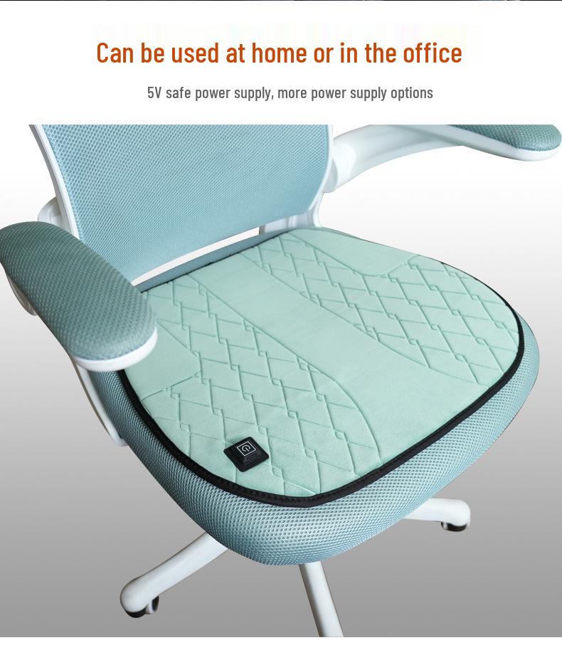 USB Graphene Heated Seat Cushion - Office & Car Use, 5V Quick Heating, Plush Warmth, Winter Embroidered Design