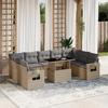 VidaXL Garden Lounge Set with Cushions 10 Pcs Beige Braided Resin 3268109
