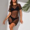 Women's Sexy Lace Dress Strap Mesh Tight Leaky Back Strap Nightdress