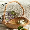 Large Decorative Fruit Holder Willow Storage Basket with Reinforced Handle Capacity Hand-Woven Eco-Friendly Wicker Bin Rustic Organizer Reusable