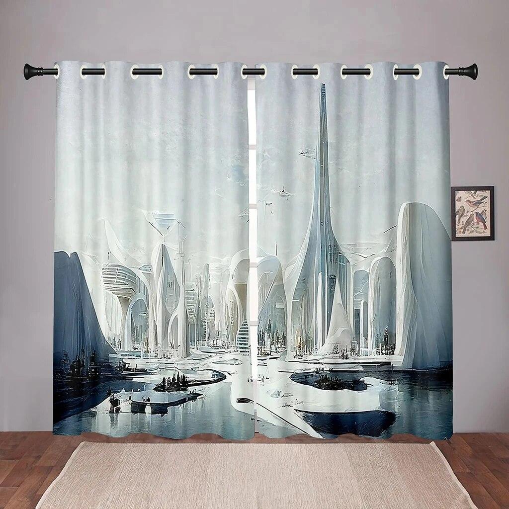 Future Cyberpunk City Sky On Sale Blackout Window Curtain For Bedroom Living Room Bathroom Kicthen Door High Shading New Pattern