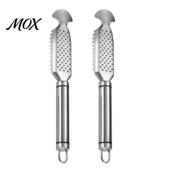 Manual Fish Scraper Scale Remover Tool, 304 Stainless Steel Scaler with for Kitchen Garlic Masher, 2-in-1 Gadget Home Market Restaurant Heavy Duty 2pcs