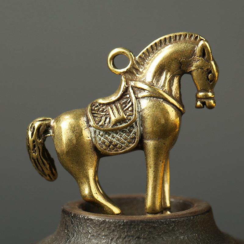 Keychain Pendant Ring Hanging Souvenir Toy Ornament Vintage Brass Horse